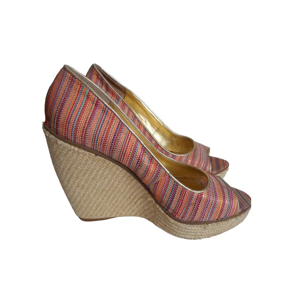 Nine West Womens Willow Multi color Slip On Open Toe Wedge Shoes Sz 8 M - Picture 7 of 11